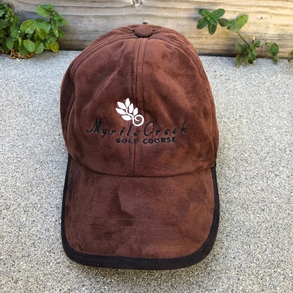 VTG Myrtle Creek Golf Course Faux Suede Hat Men's Adjustable Brown Oregon Cap​​